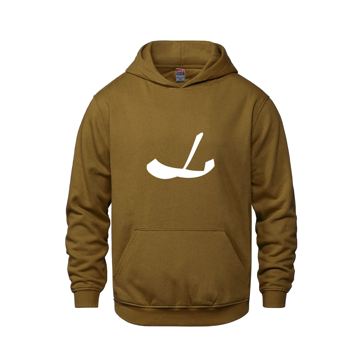 Alphabet L Hoodie 9 inch calligraphy White ink, Caramel