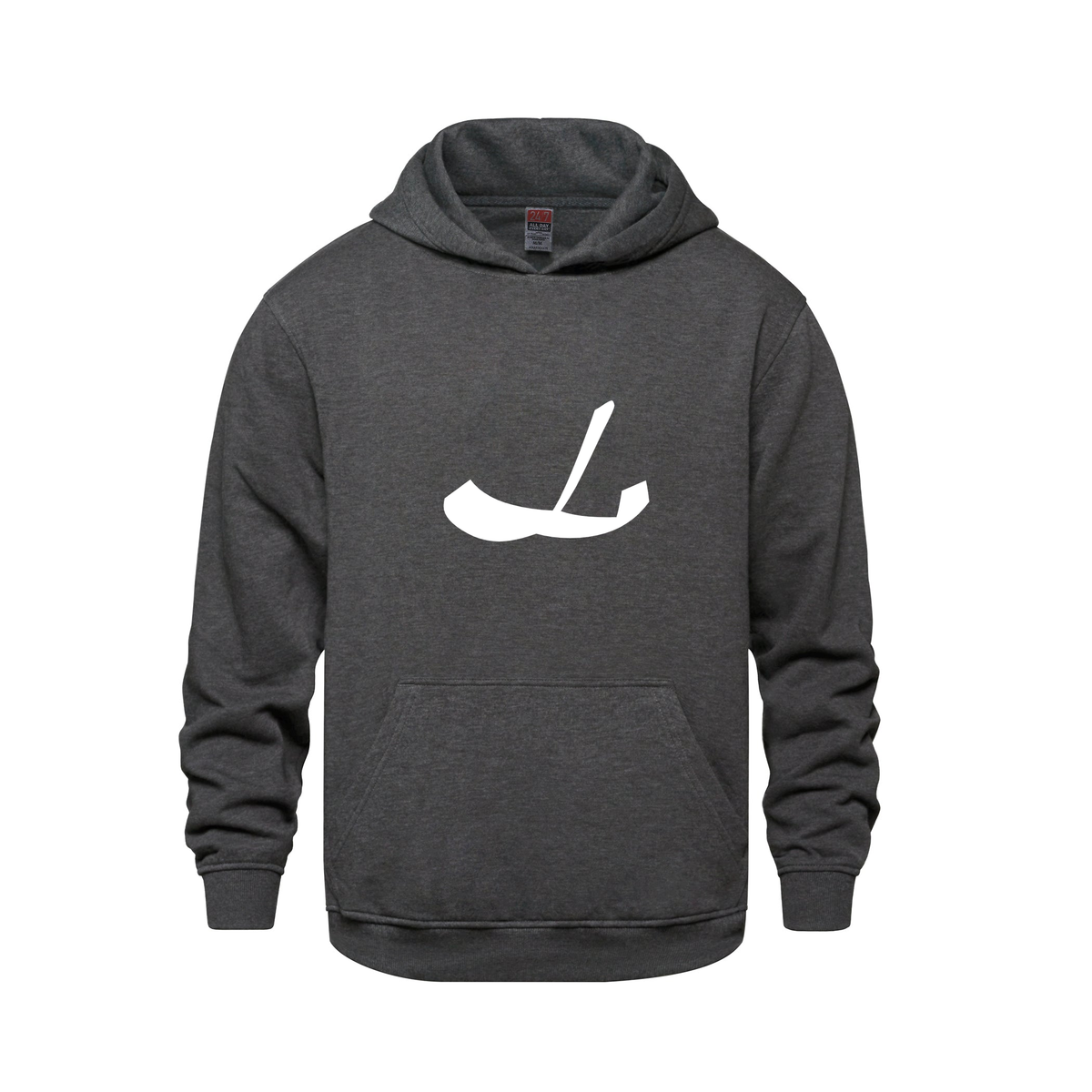 Alphabet L Hoodie 9 inch calligraphy White ink, Charcoal