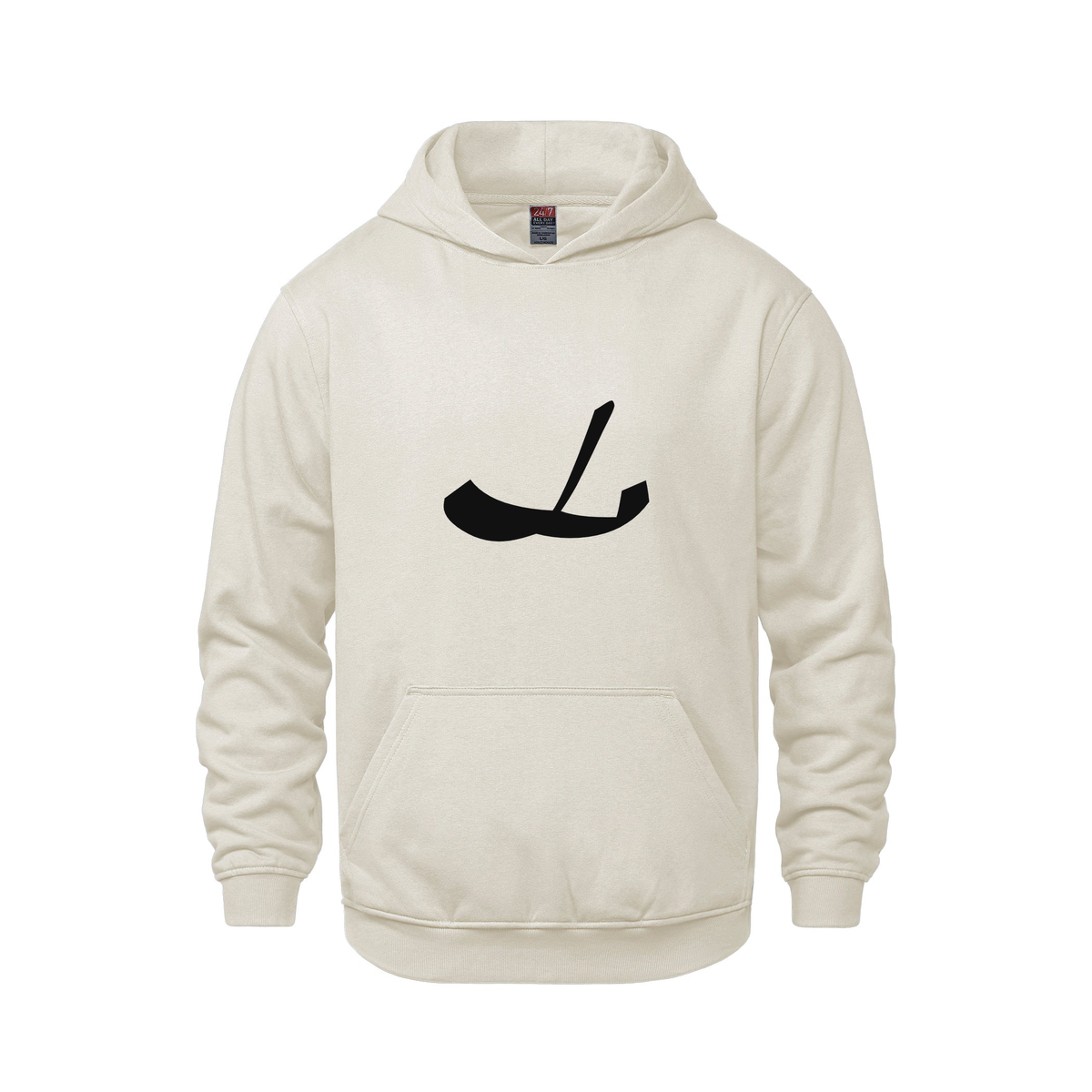 Alphabet L Hoodie 9 inch calligraphy Black ink, Ivory