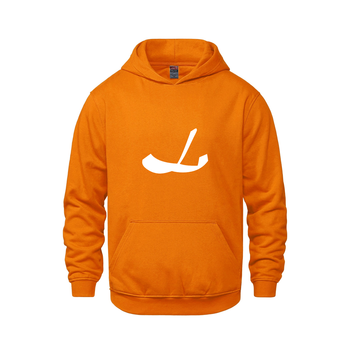 Alphabet L Hoodie 9 inch calligraphy White ink, Orange
