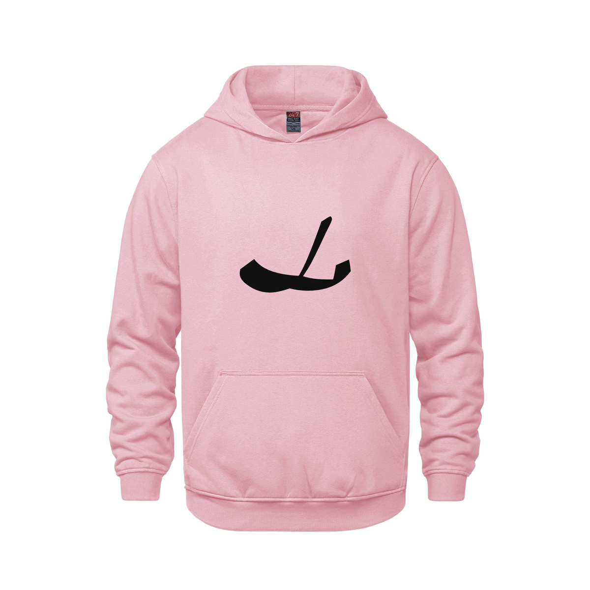 Alphabet L Hoodie 9 inch calligraphy Black ink, Pink
