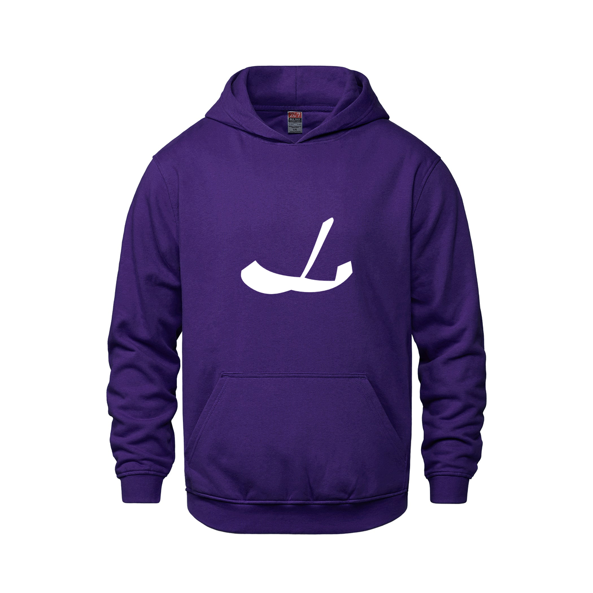 Alphabet L Hoodie 9 inch calligraphy White ink, Purple