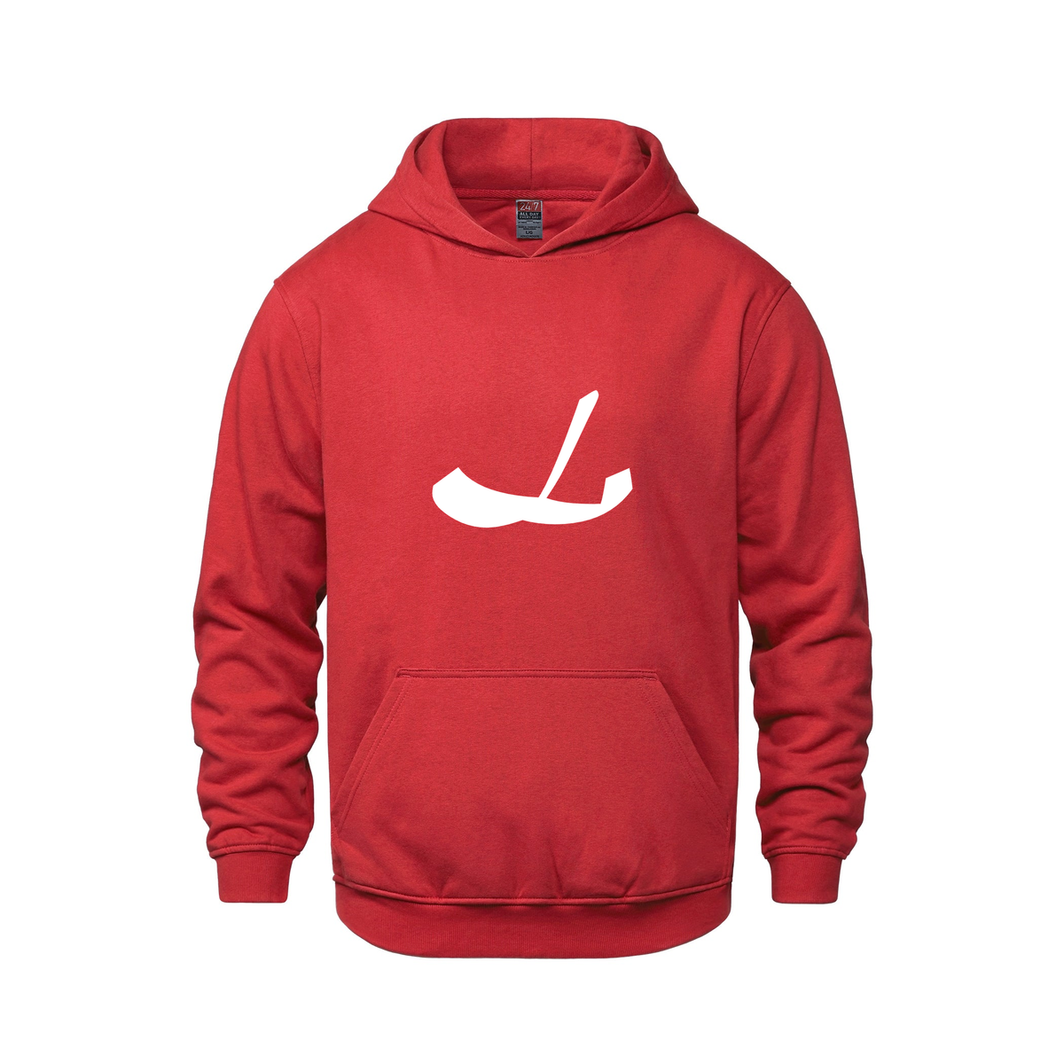 Alphabet L Hoodie 9 inch calligraphy White ink, Red