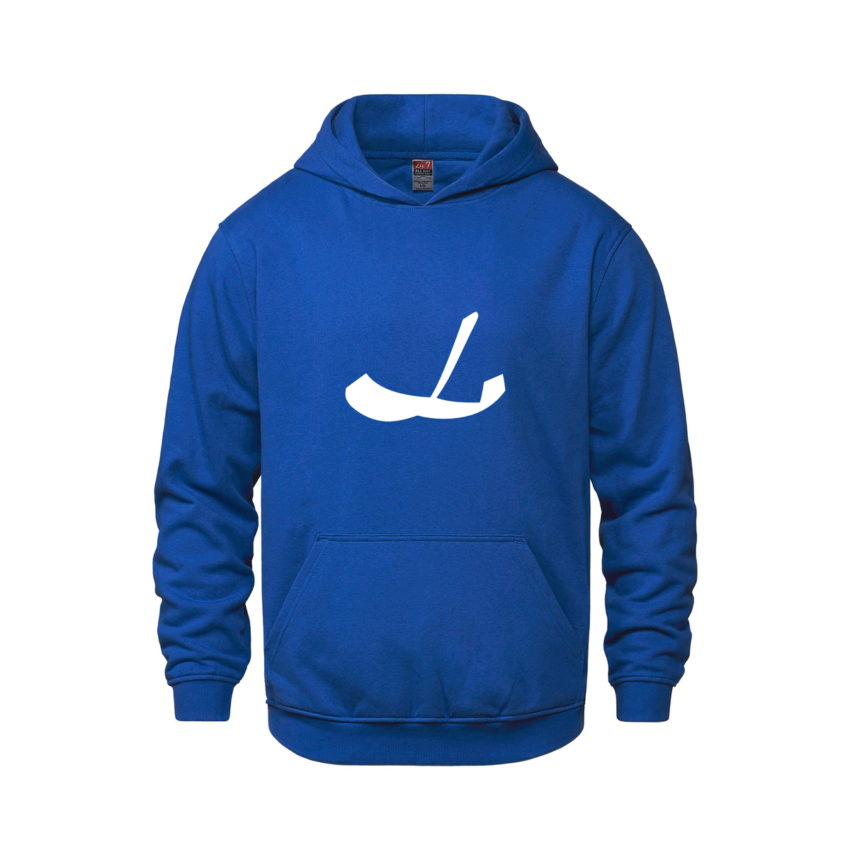 Alphabet L Hoodie 9 inch calligraphy White ink, Royal