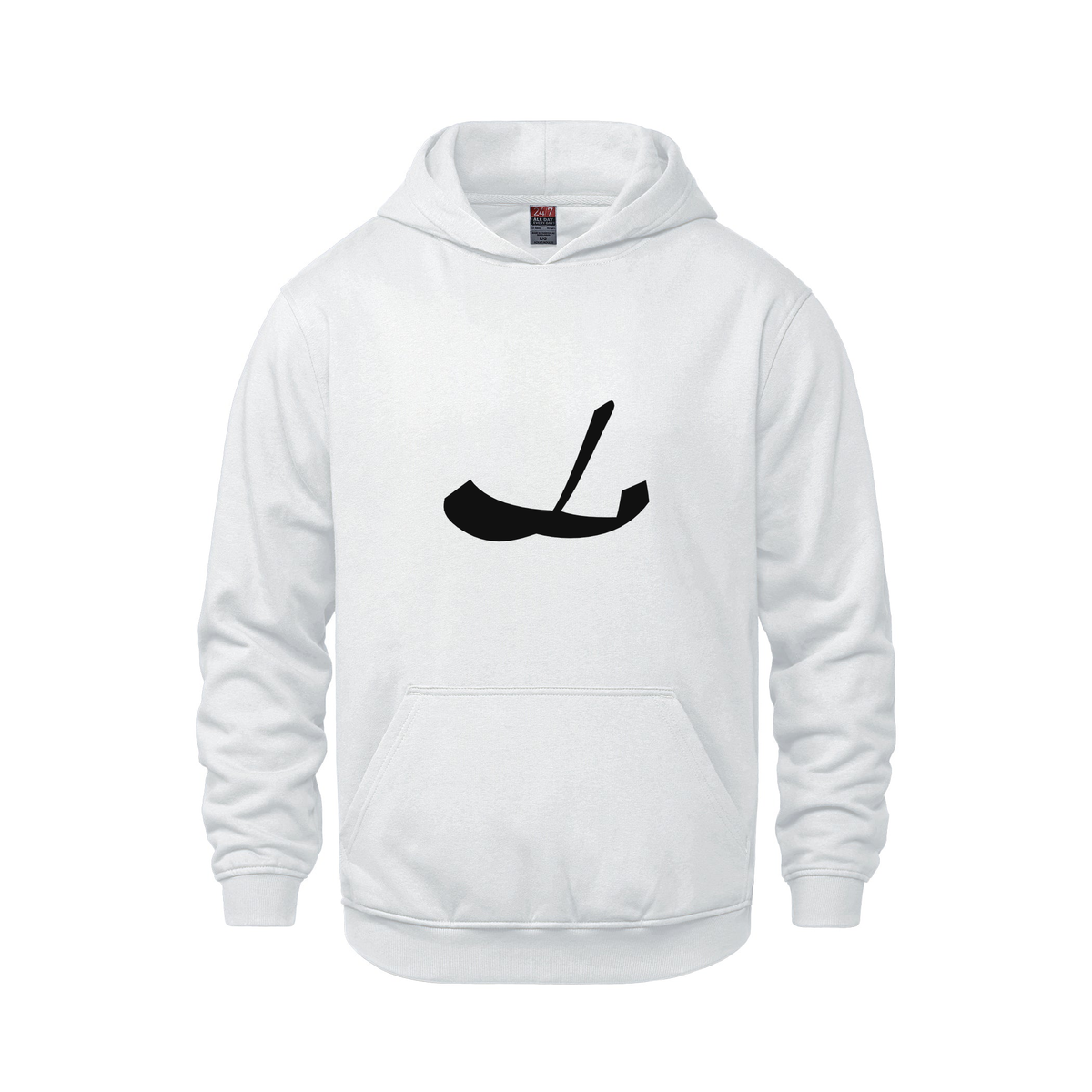 Alphabet L Hoodie 9 inch calligraphy Black ink, White