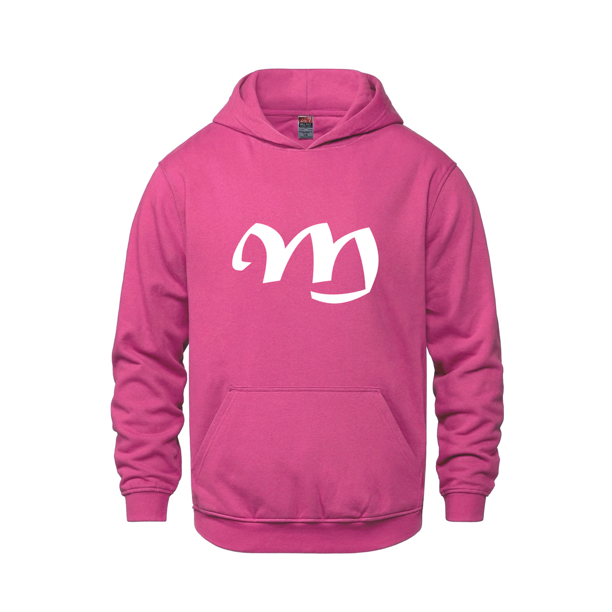 Alphabet M Hoodie 9 inch calligraphy White ink, Heliconia