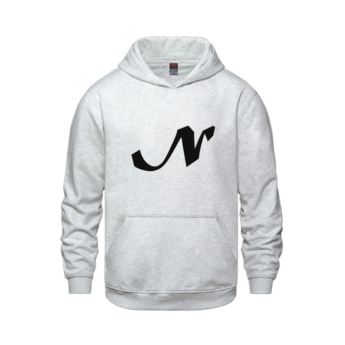 Alphabet N Hoodie 9 inch calligraphy Black ink, Ash