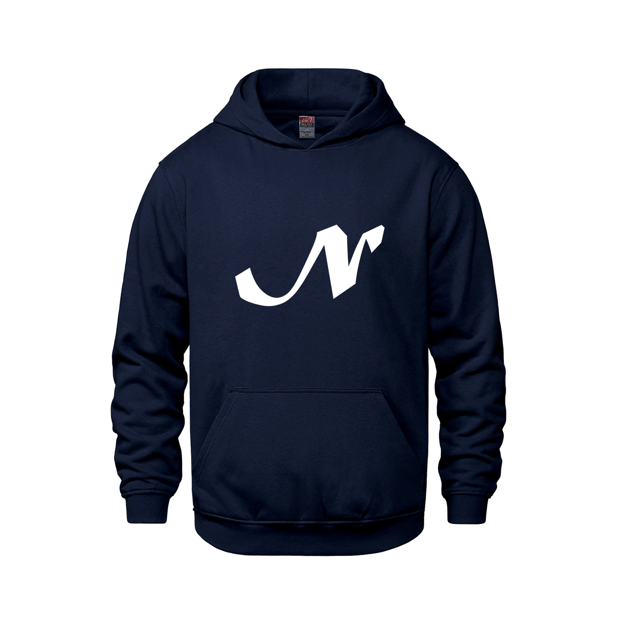 Alphabet N Hoodie 9 inch calligraphy White ink, Navy