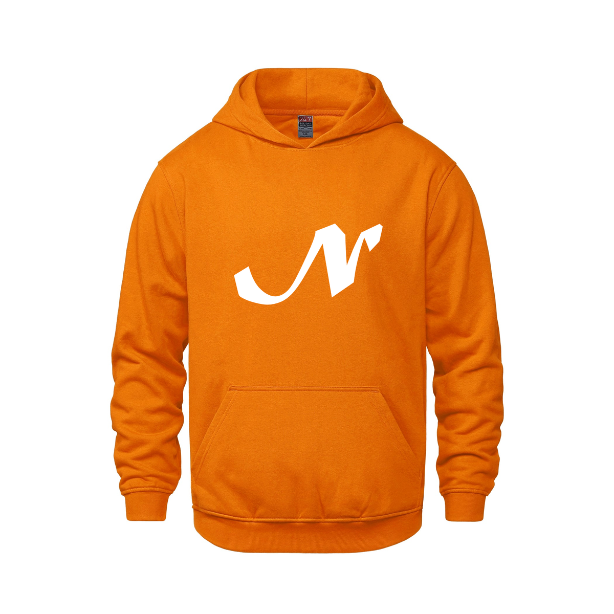 Alphabet N Hoodie 9 inch calligraphy White ink, Orange