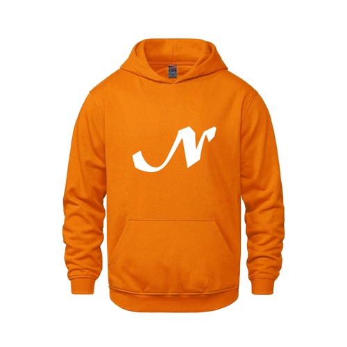 Alphabet N Hoodie 9 inch calligraphy White ink, Orange