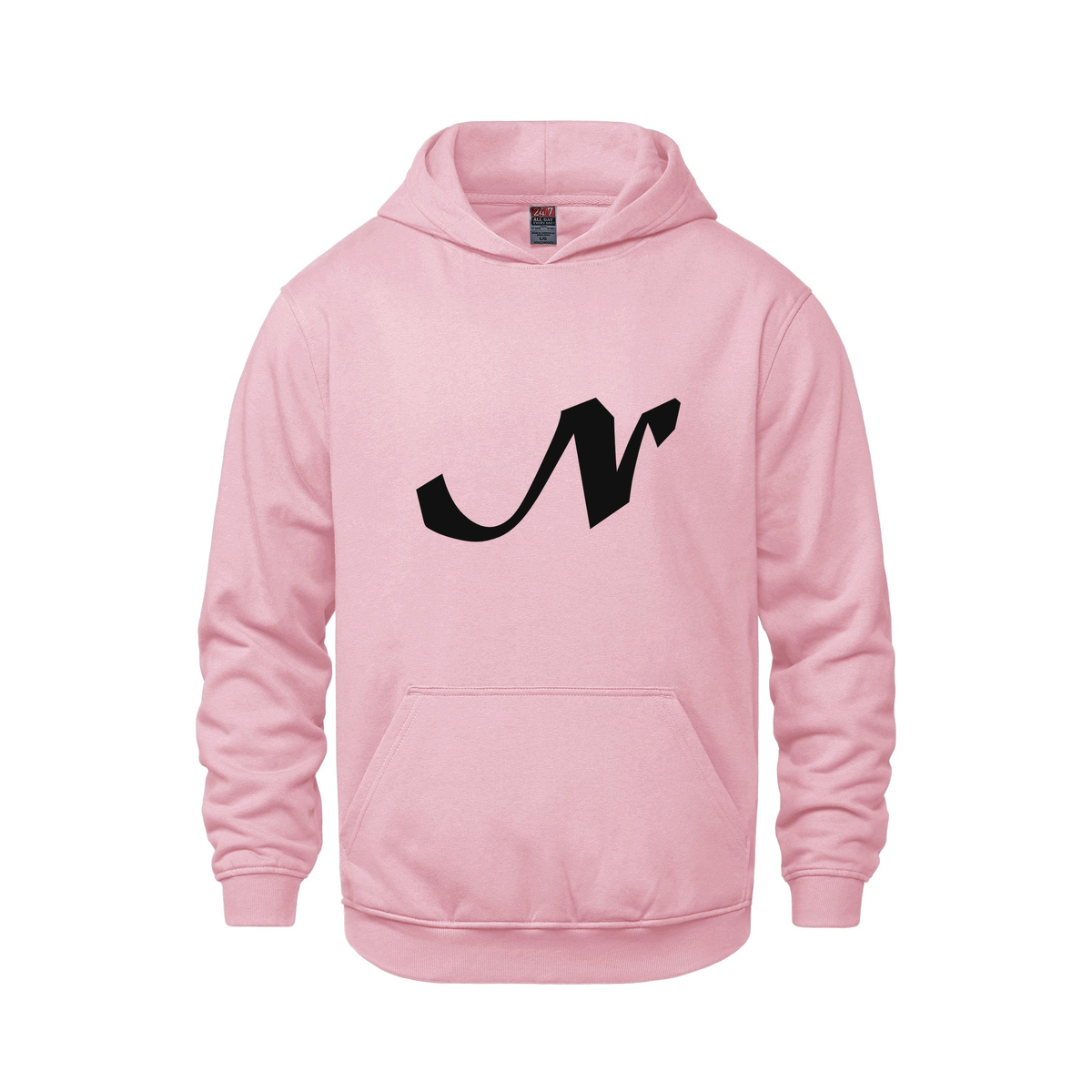 Alphabet N Hoodie 9 inch calligraphy Black ink, Pink