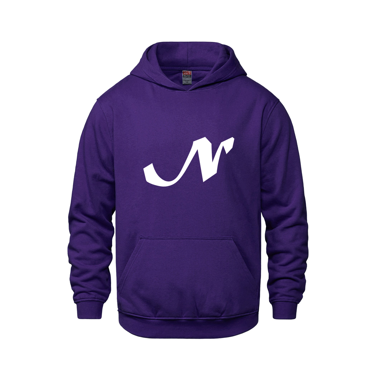 Alphabet N Hoodie 9 inch calligraphy White ink, Purple