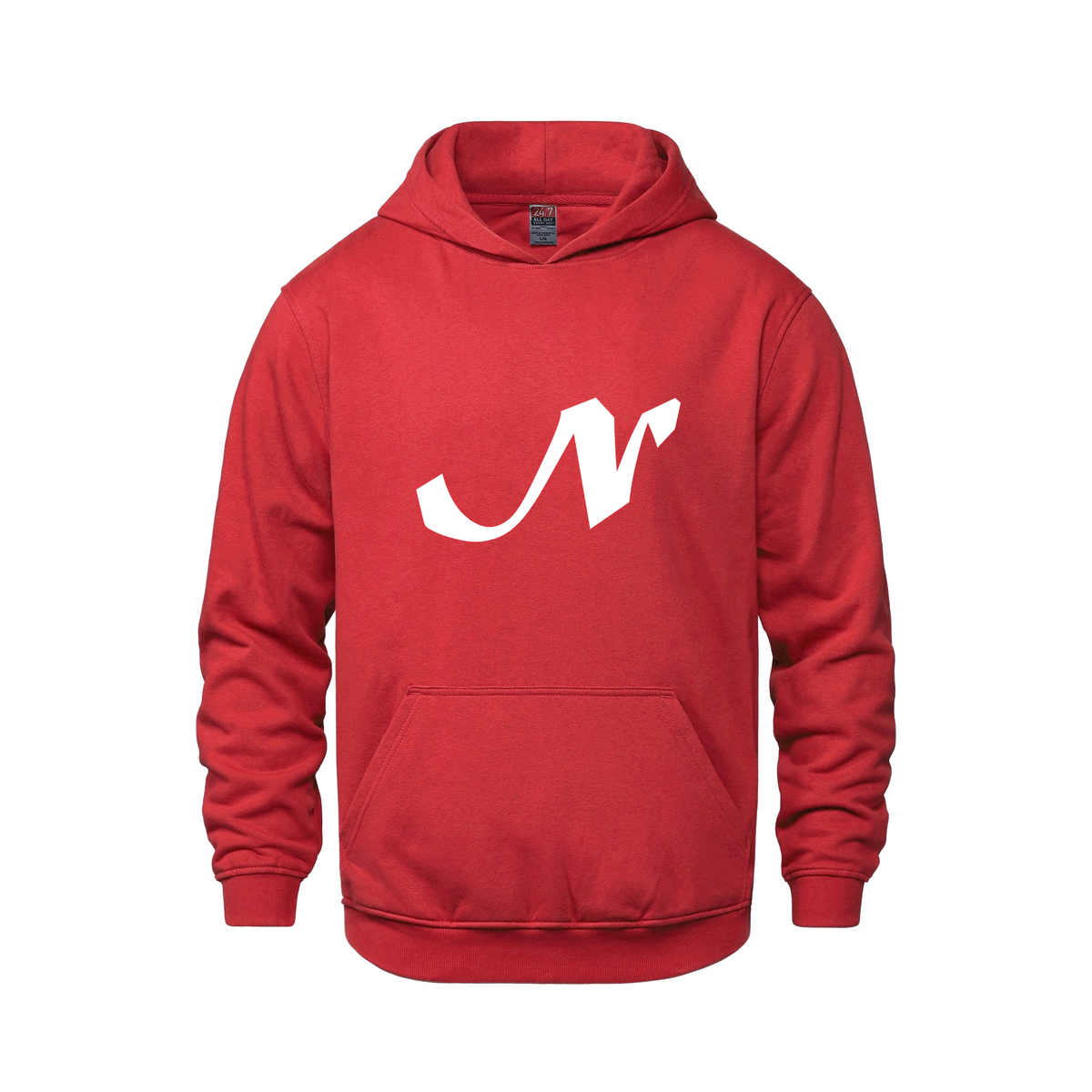 Alphabet N Hoodie 9 inch calligraphy White ink, Red