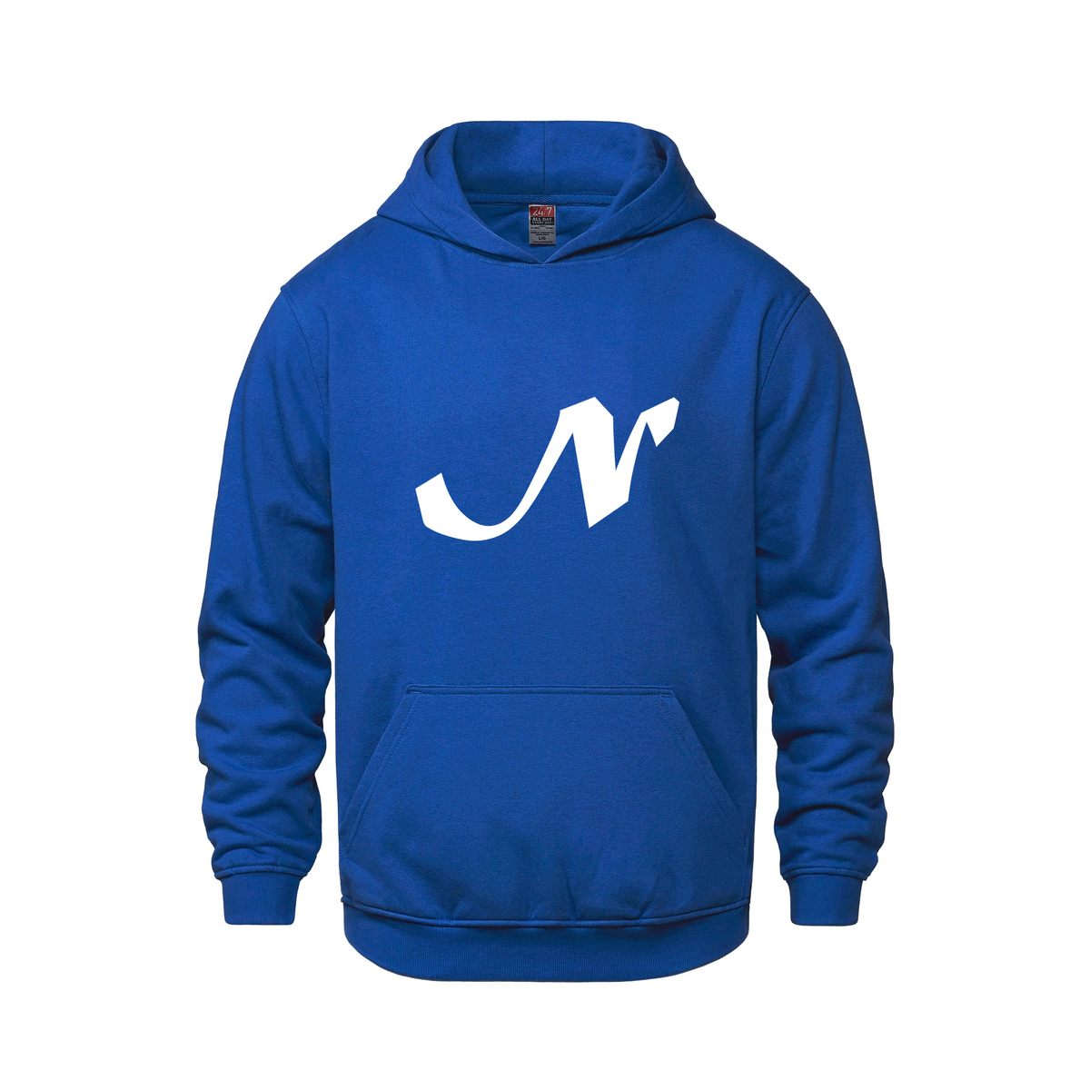 Alphabet N Hoodie 9 inch calligraphy White ink, Royal