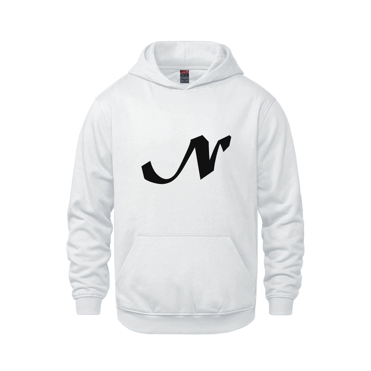 Alphabet N Hoodie 9 inch calligraphy Black ink, White