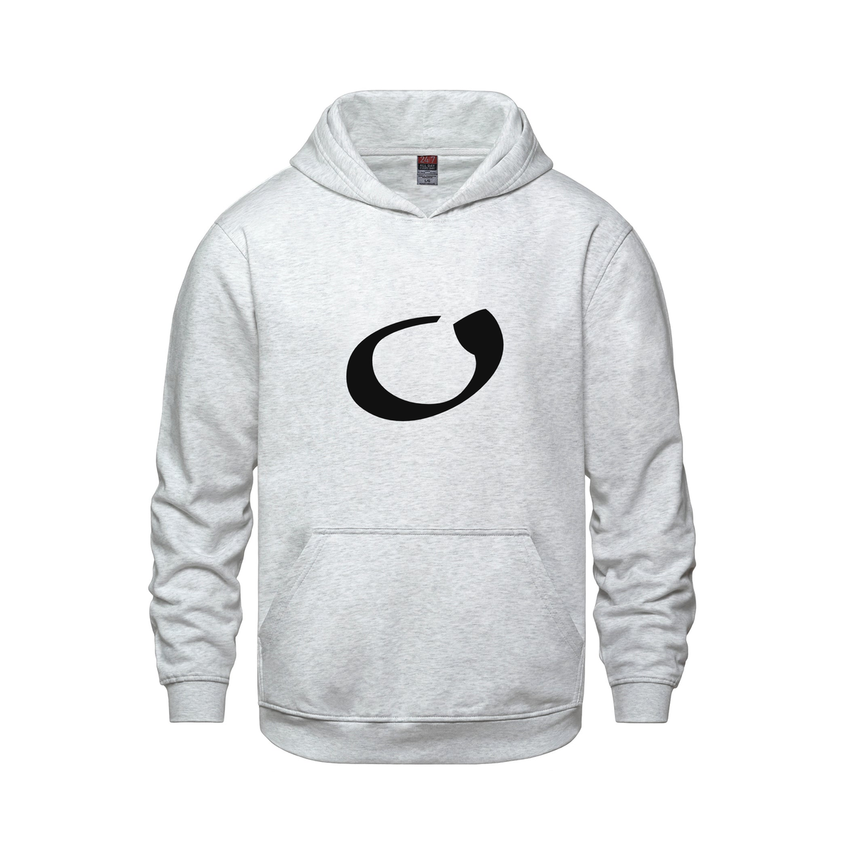 Alphabet O Hoodie 9 inch calligraphy Black ink, Ash