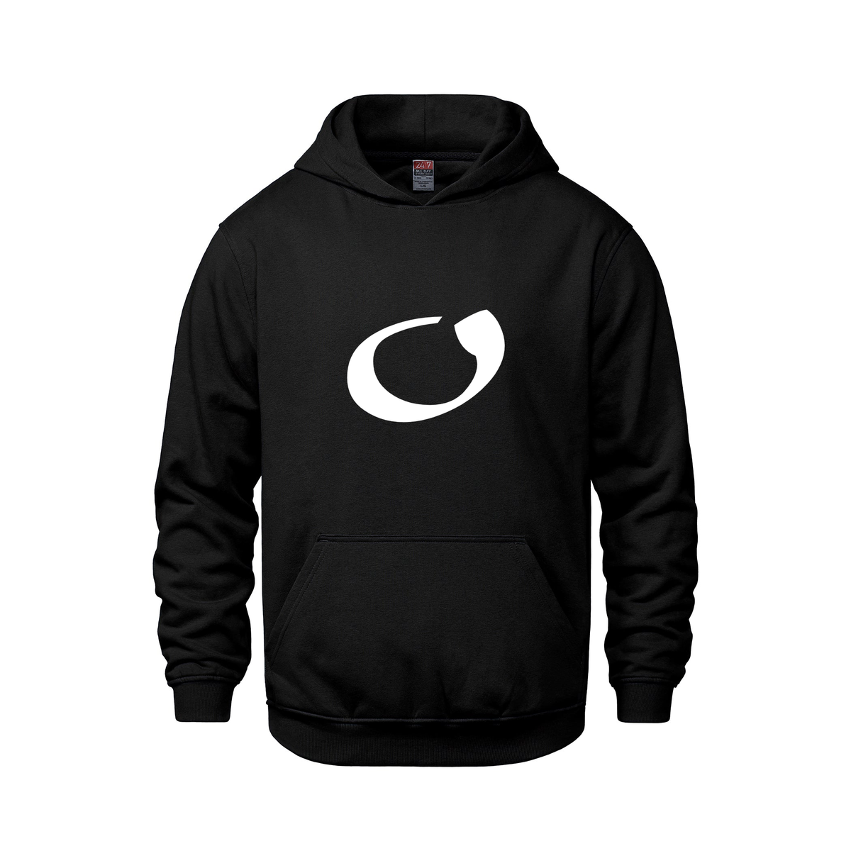Alphabet O Hoodie 9 inch calligraphy White ink, Black