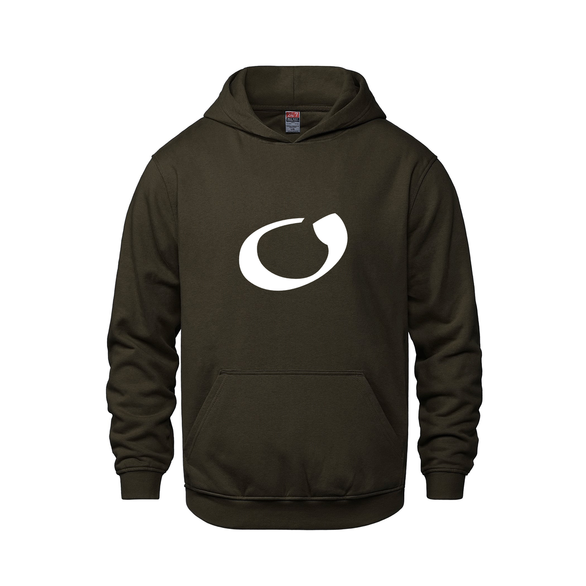 Alphabet O Hoodie 9 inch calligraphy White ink, Brown
