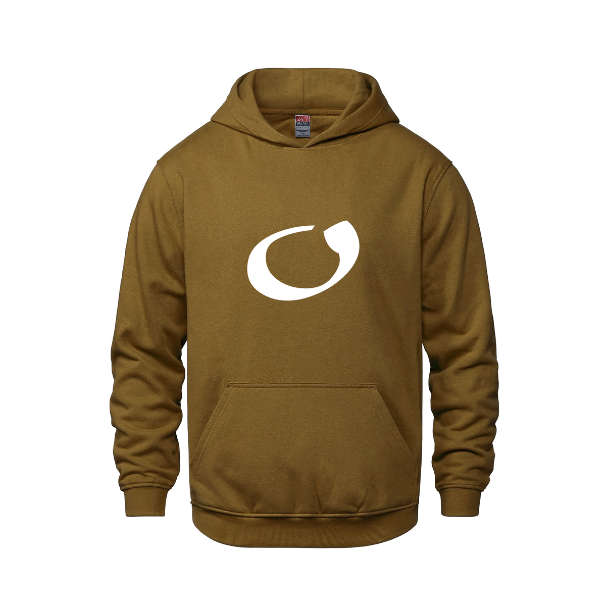Alphabet O Hoodie 9 inch calligraphy White ink, Caramel