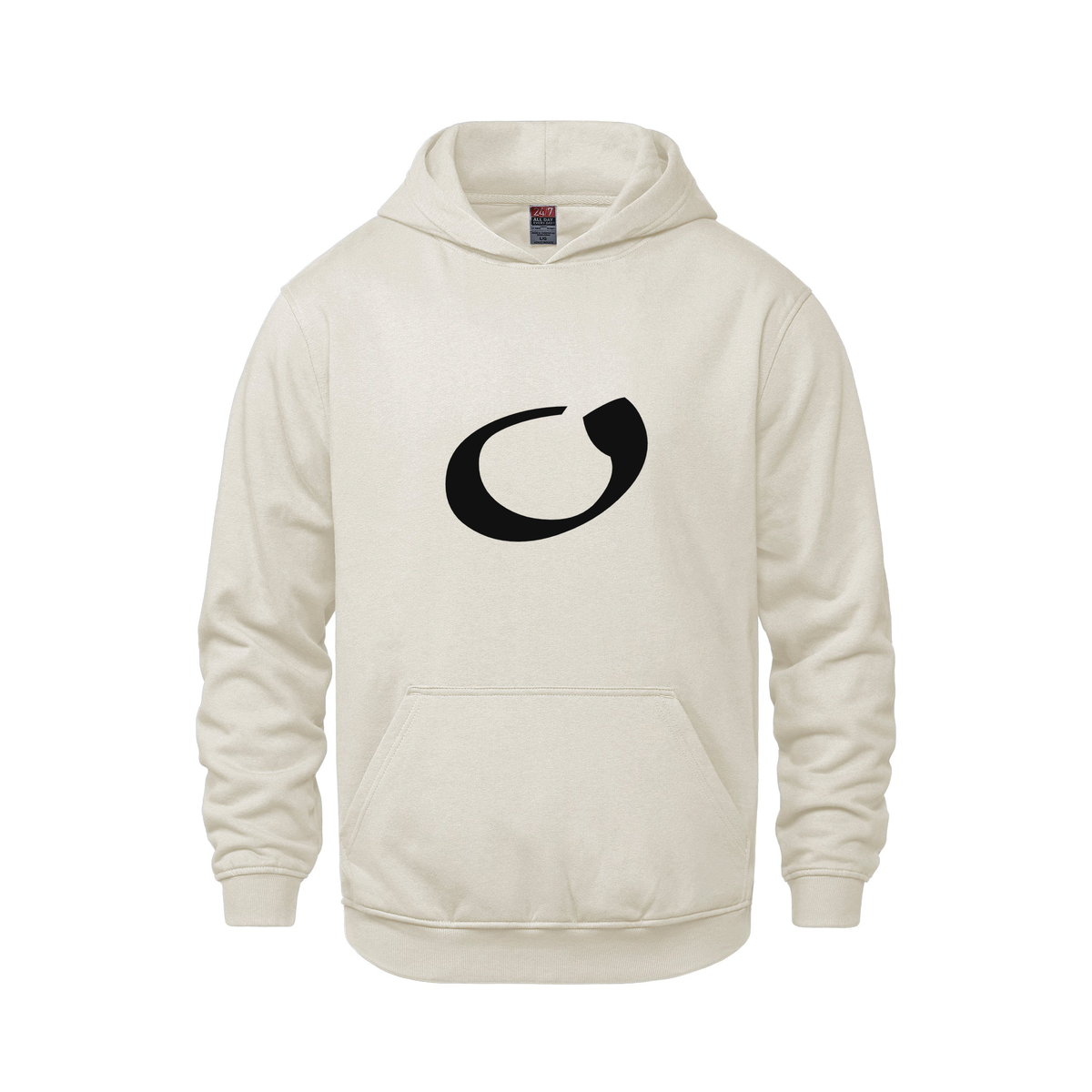Alphabet O Hoodie 9 inch calligraphy Black ink, Ivory