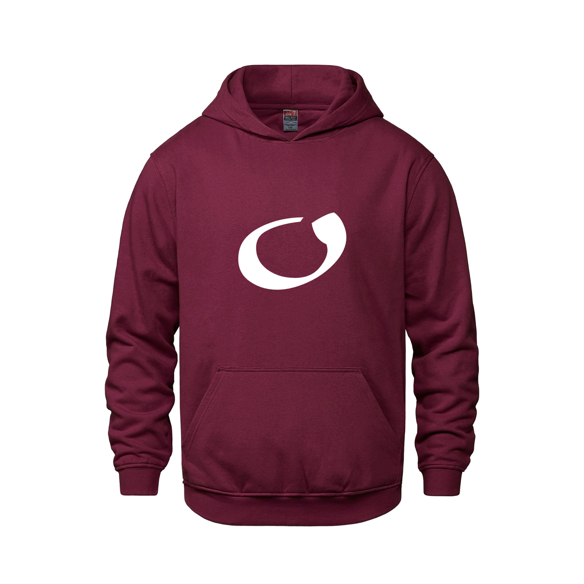 Alphabet O Hoodie 9 inch calligraphy White ink, Maroon