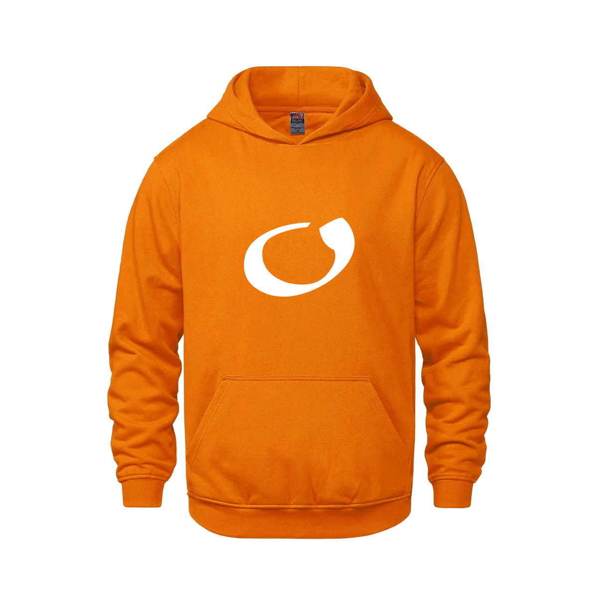 Alphabet O Hoodie 9 inch calligraphy White ink, Orange