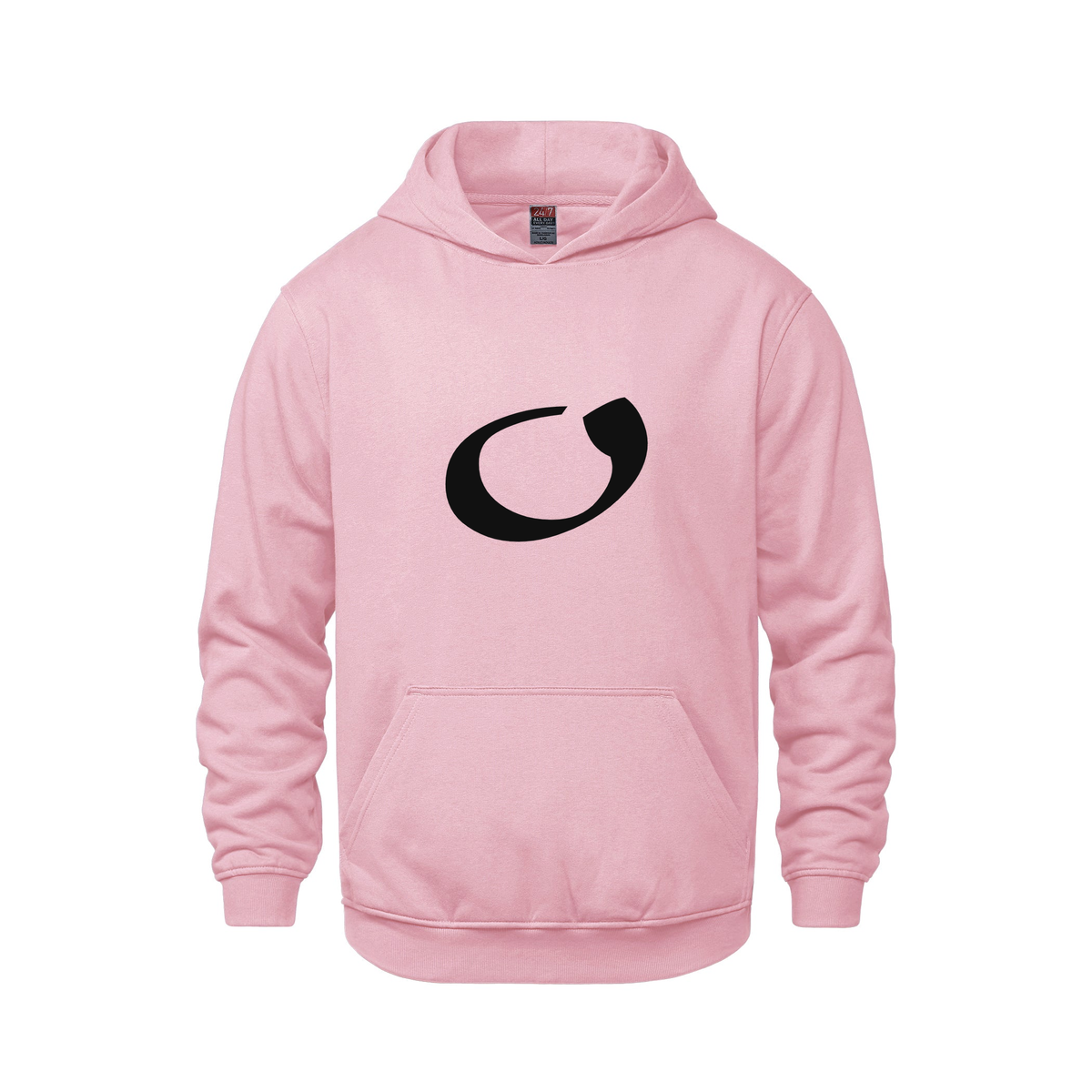Alphabet O Hoodie 9 inch calligraphy Black ink, Pink
