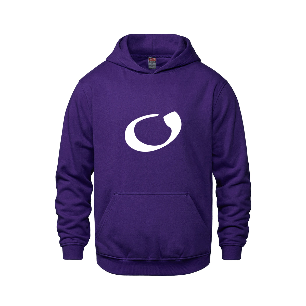 Alphabet O Hoodie 9 inch calligraphy White ink, Purple