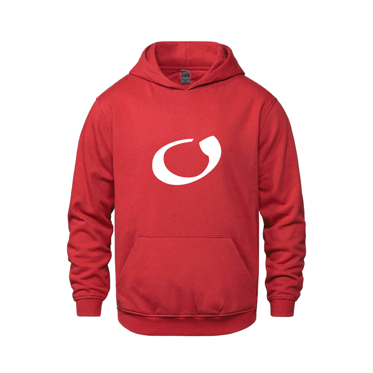 Alphabet O Hoodie 9 inch calligraphy White ink, Red