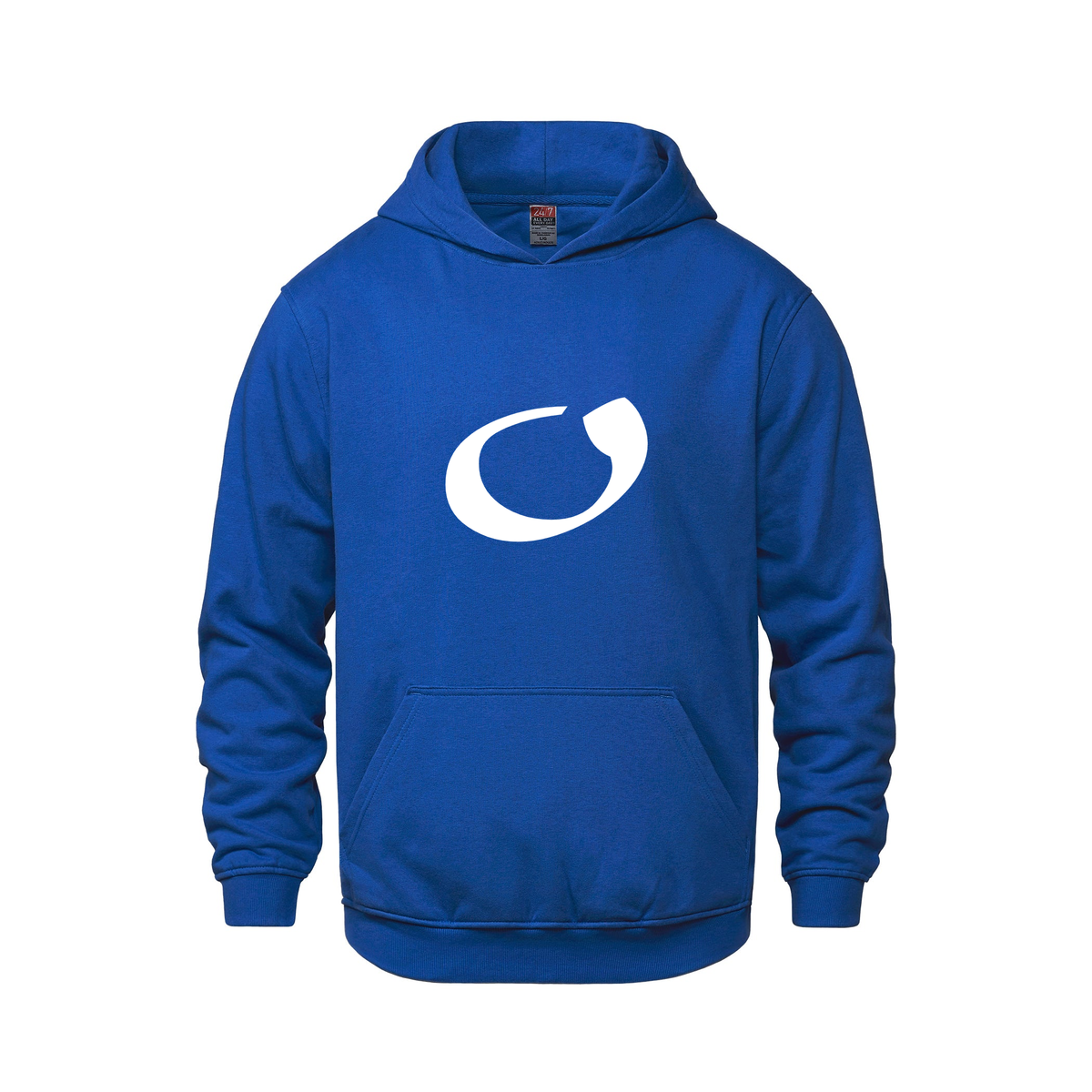 Alphabet O Hoodie 9 inch calligraphy White ink, Royal