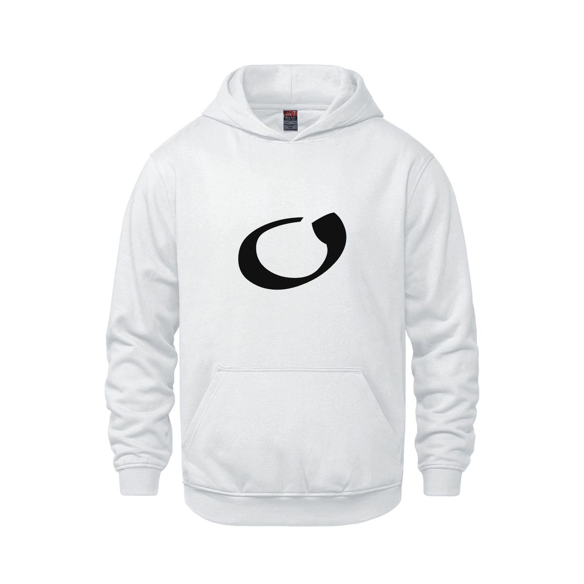 Alphabet O Hoodie 9 inch calligraphy Black ink, White