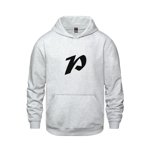 Alphabet P Hoodie 9 inch calligraphy Black ink, Ash