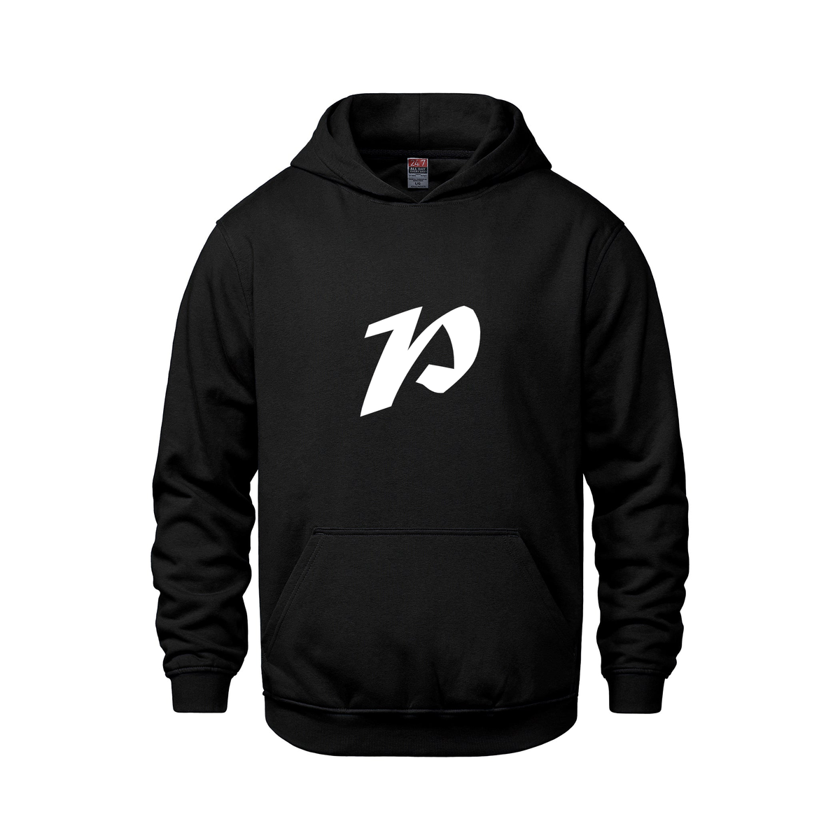 Alphabet P Hoodie 9 inch calligraphy White ink, Black