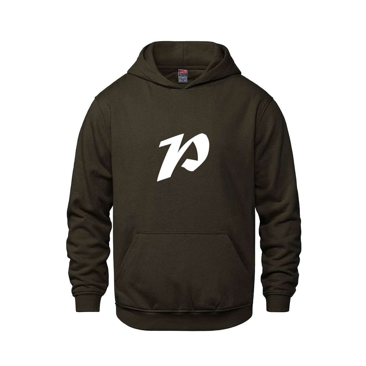 Alphabet P Hoodie 9 inch calligraphy White ink, Brown