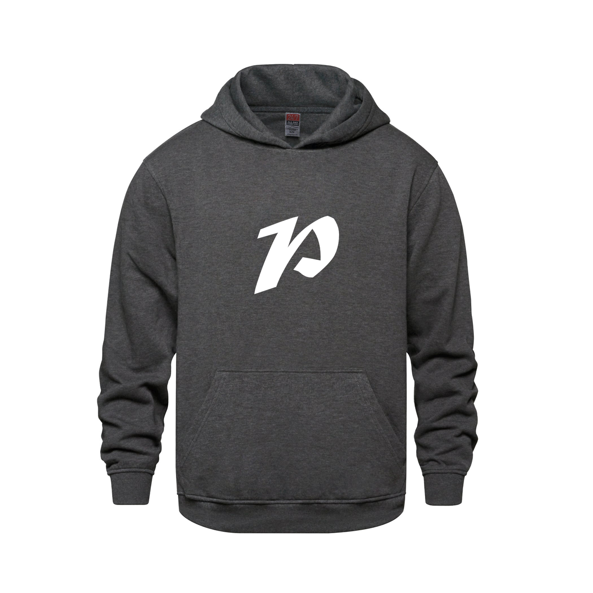 Alphabet P Hoodie 9 inch calligraphy White ink, Charcoal