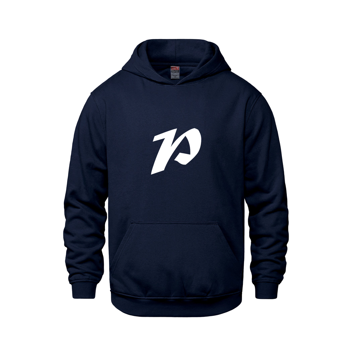Alphabet P Hoodie 9 inch calligraphy White ink, Navy
