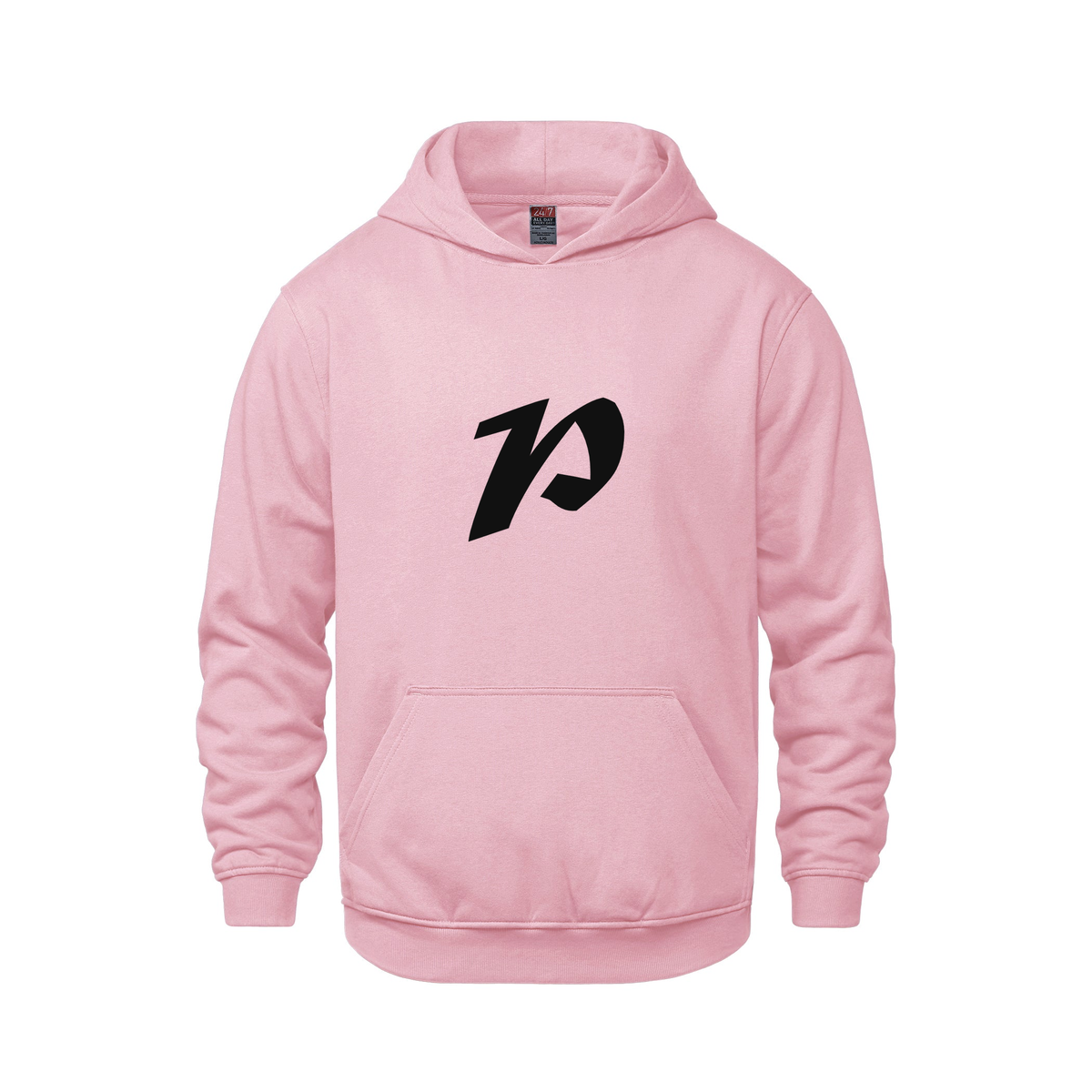 Alphabet P Hoodie 9 inch calligraphy Black ink, Pink