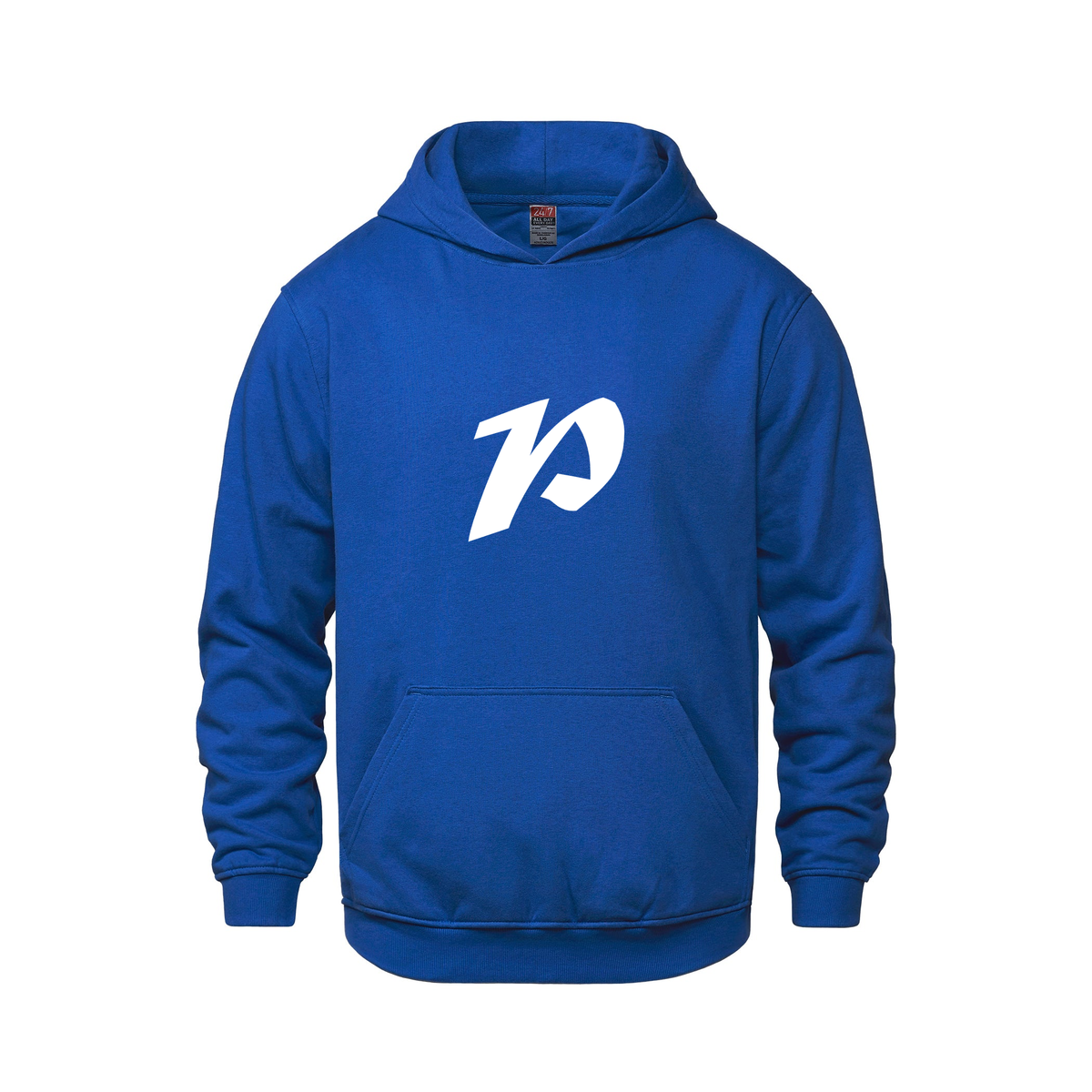 Alphabet P Hoodie 9 inch calligraphy White ink, Royal