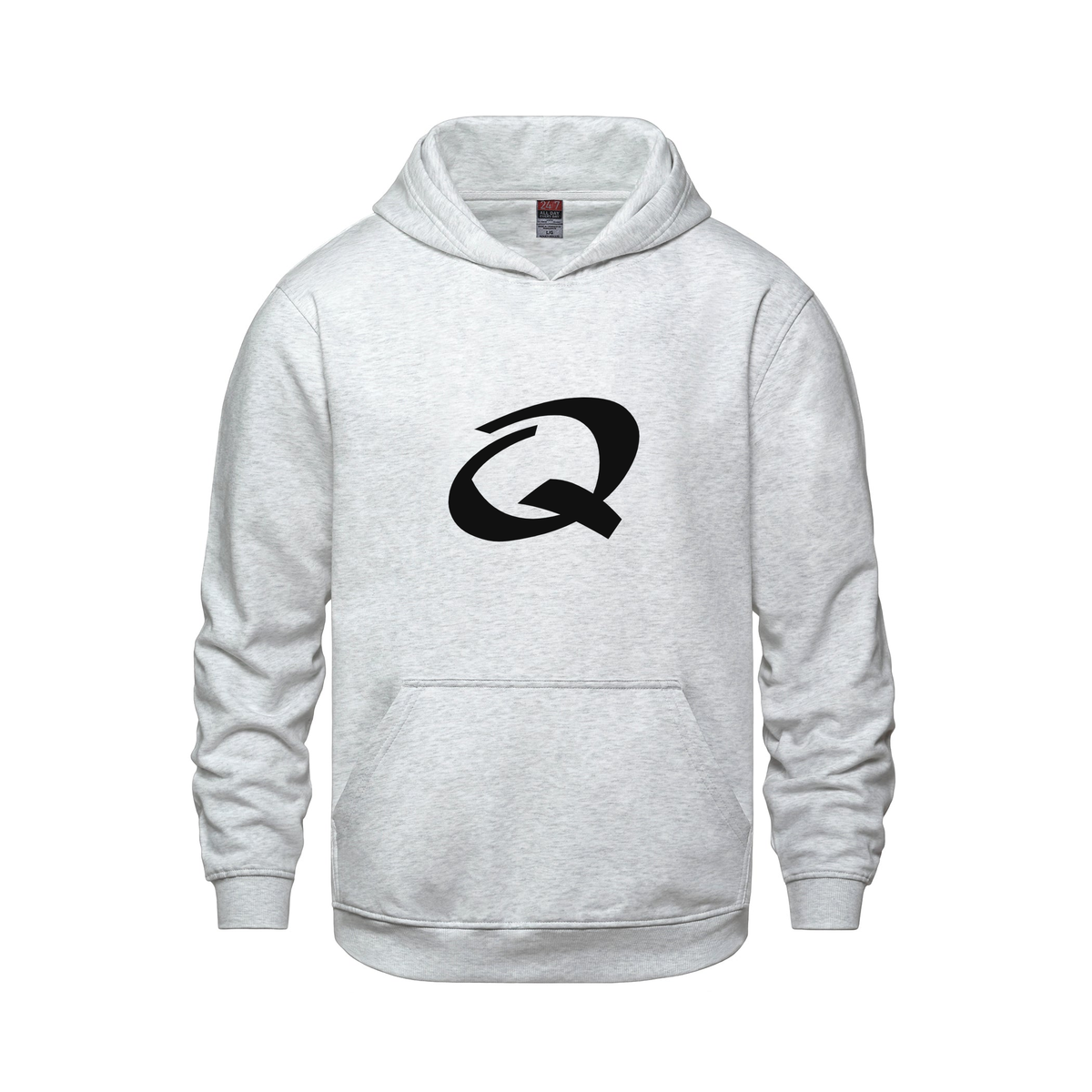 Alphabet Q Hoodie 9 inch calligraphy Black ink, Ash