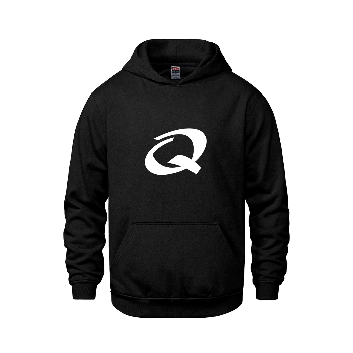 Alphabet Q Hoodie 9 inch calligraphy White ink, Black