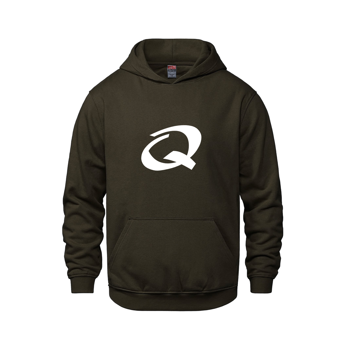Alphabet Q Hoodie 9 inch calligraphy White ink, Brown