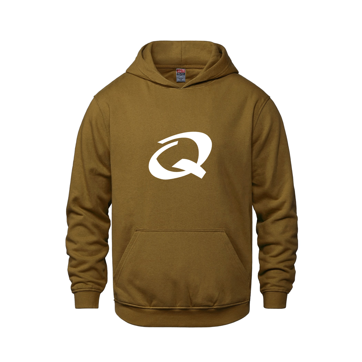 Alphabet Q Hoodie 9 inch calligraphy White ink, Caramel