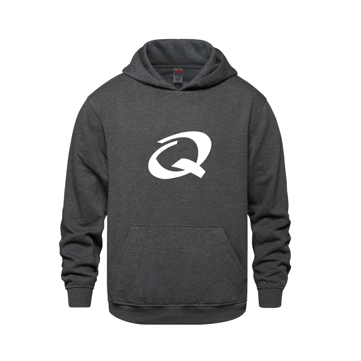 Alphabet Q Hoodie 9 inch calligraphy White ink, Charcoal