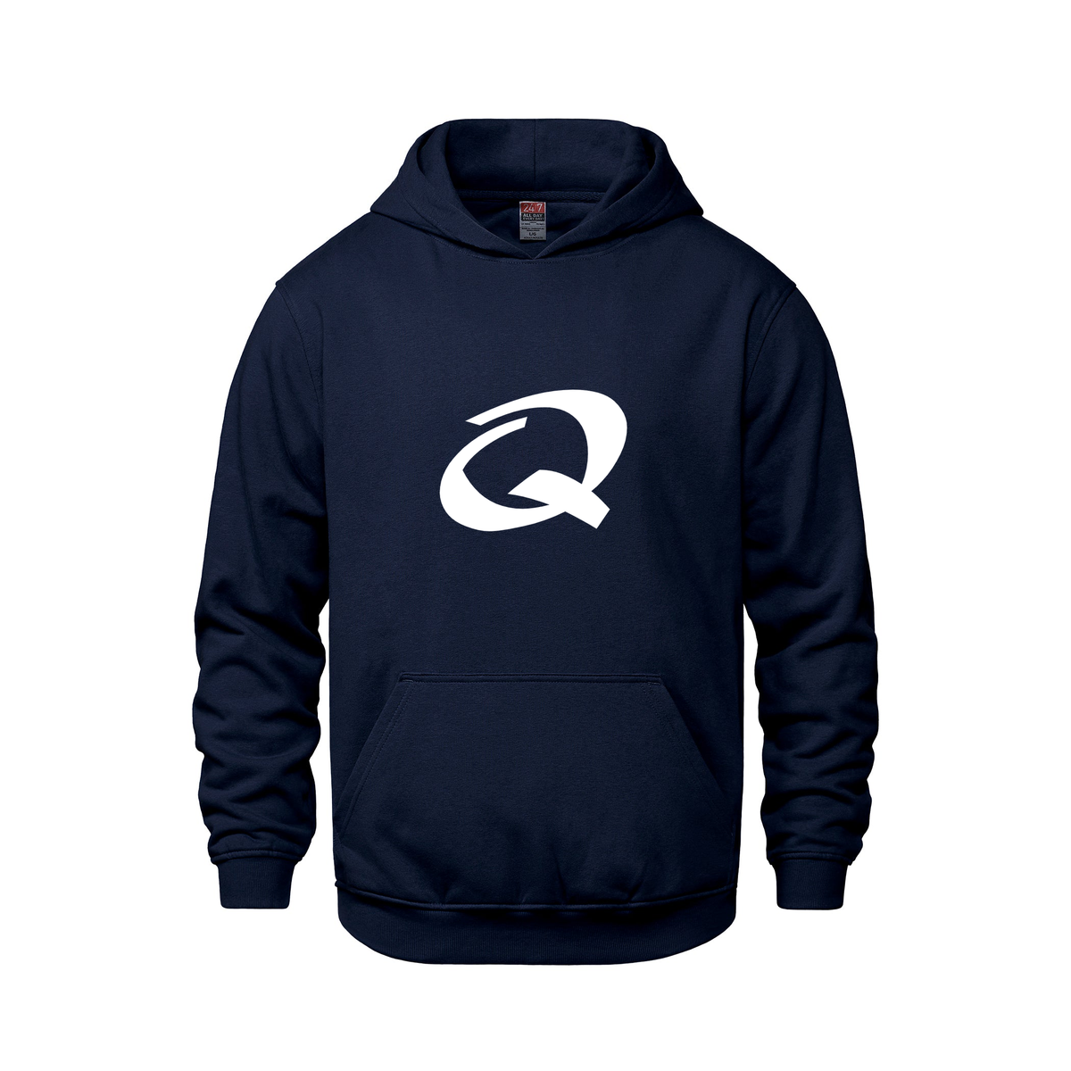 Alphabet Q Hoodie 9 inch calligraphy White ink, Navy