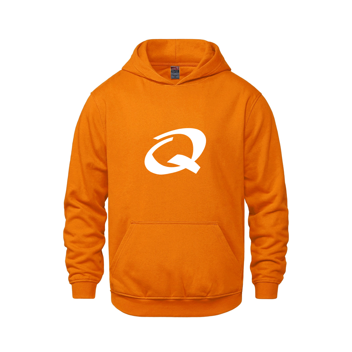 Alphabet Q Hoodie 9 inch calligraphy White ink, Orange