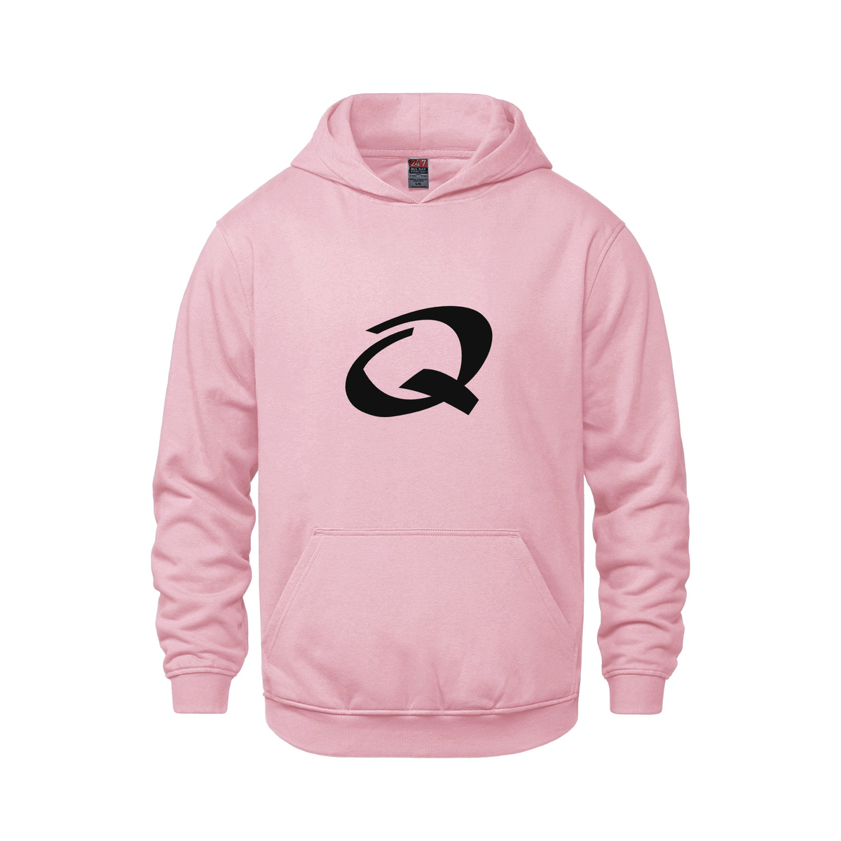 Alphabet Q Hoodie 9 inch calligraphy Black ink, Pink