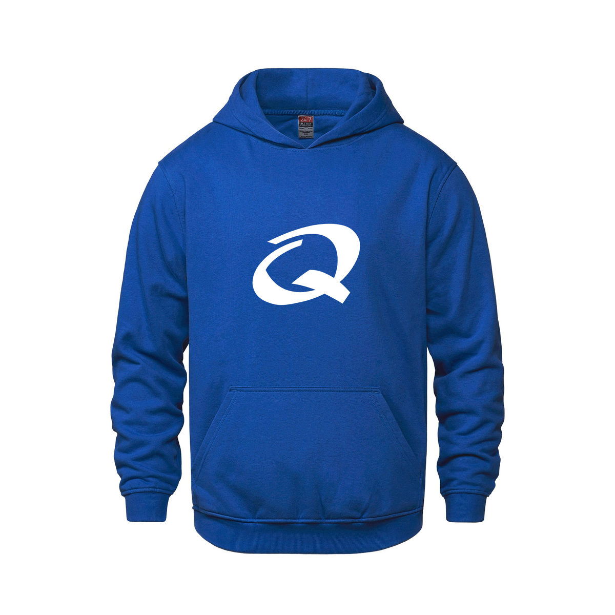 Alphabet Q Hoodie 9 inch calligraphy White ink, Royal