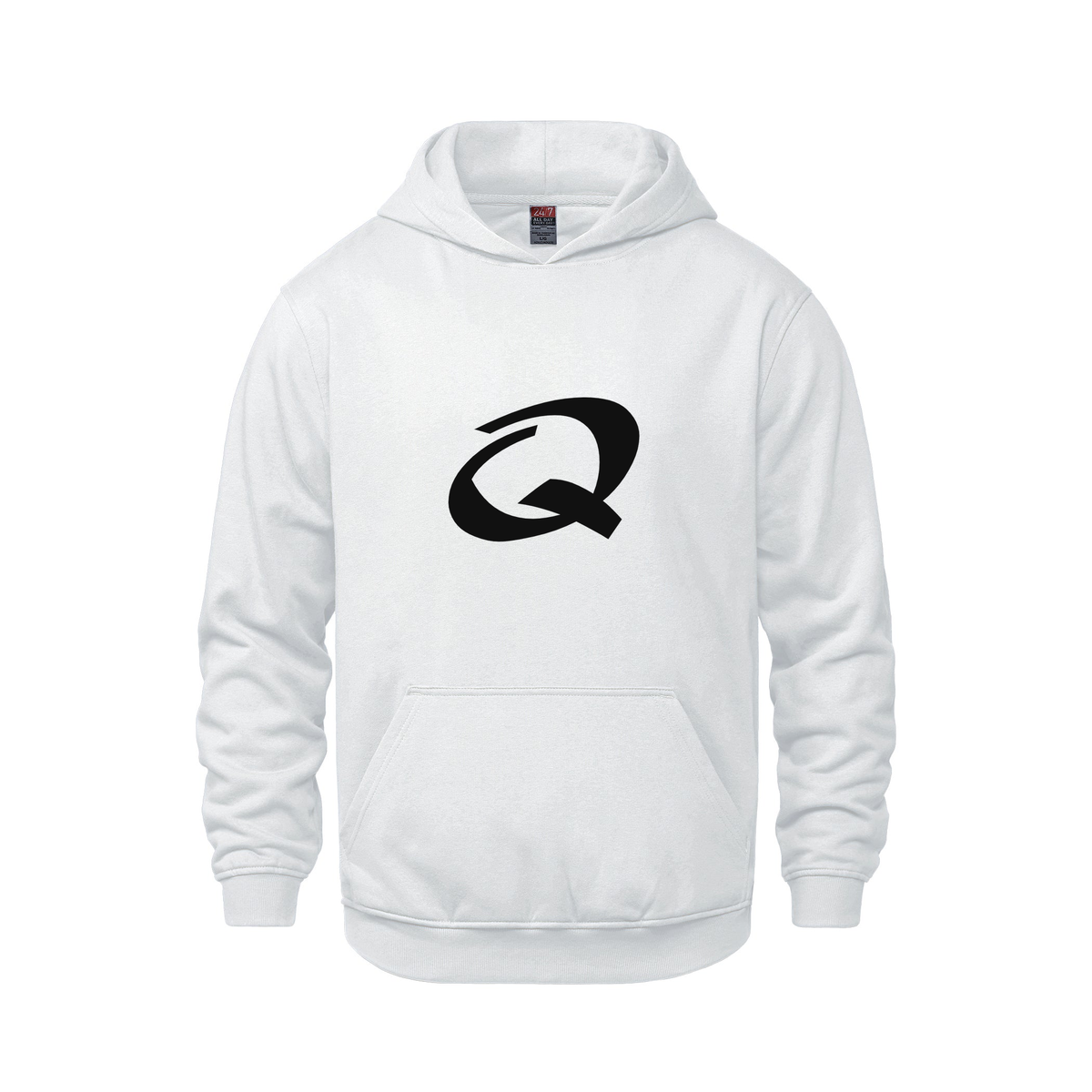 Alphabet Q Hoodie 9 inch calligraphy Black ink, White