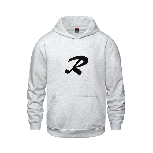 Alphabet R Hoodie 9 inch calligraphy Black ink, Ash