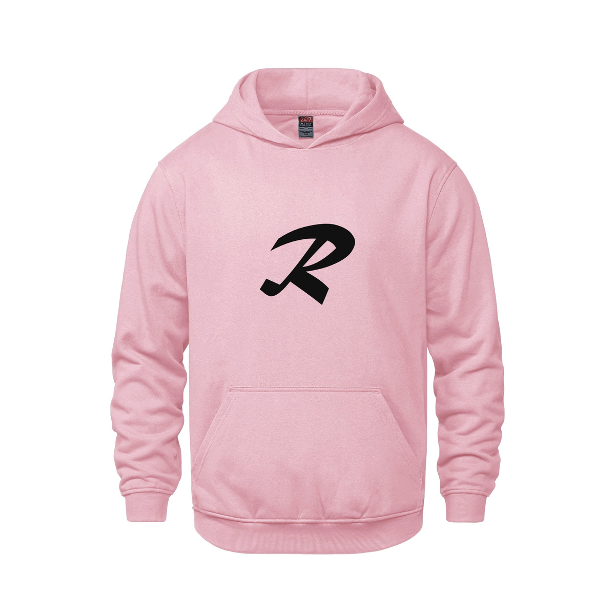 Alphabet R Hoodie 9 inch calligraphy Black ink, Pink